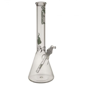 Medicali Glass - 45 Mil Beaker Base Bong - 14 Inch – Green Script Label 