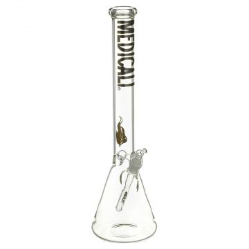 Medicali Glass - 45 Mil Beaker Base Bong - 18 Inch - Gold & Black Label 