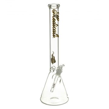 Medicali Glass - 45 Mil Beaker Base Bong - 18 Inch - Gold & Black Script Label 