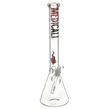 Medicali Glass - 45 Mil Beaker Base Bong - 18 Inch - Red & Black Label