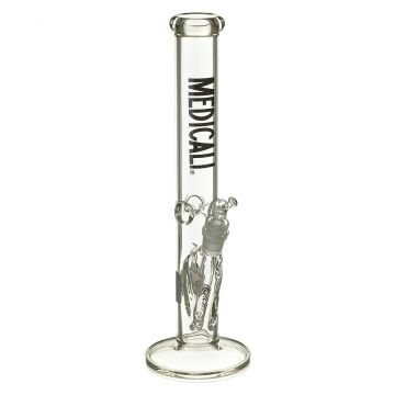 Medicali Glass - 45 Mil Straight Cylinder Bong - 14 Inch - Black Label 