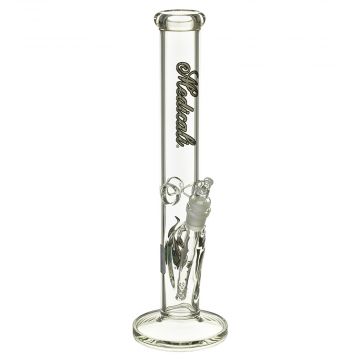 Medicali Glass - 45 Mil Straight Cylinder Bong - 14 Inch - Silver Script Label