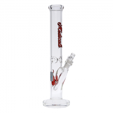 Medicali Glass - 45 Mil Straight Cylinder Bong - 14 Inch - Red Script Label 