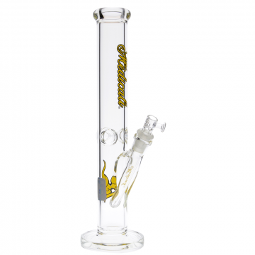 Medicali Glass - 45 Mil Straight Cylinder Bong - 14 Inch - Yellow Script Label 