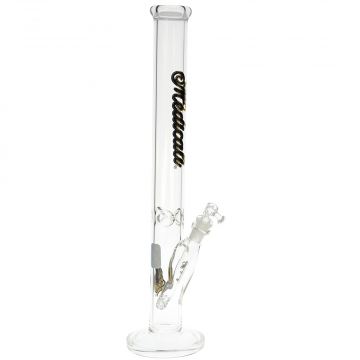 Medicali Glass - 45 Mil Straight Cylinder Bong - 18 Inch - Black & Gold Script Label