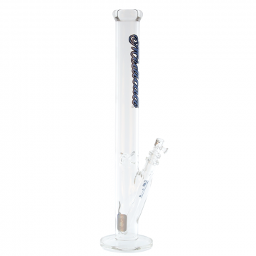 Medicali Glass - 45 Mil Straight Cylinder Bong - 18 Inch - Blue Script Label - Side view 1