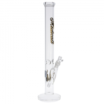 Medicali Glass - 45 Mil Straight Cylinder Bong - 18 Inch - Gold Script Label