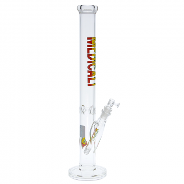 Medicali Glass - 45 Mil Straight Cylinder Bong - 18 Inch - Rasta Label