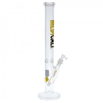 Medicali Glass - 45 Mil Straight Cylinder Bong - 18 Inch - Yellow & Black Label