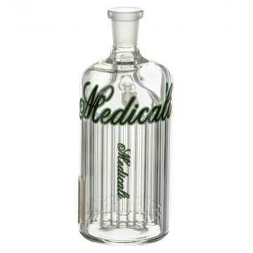 Medicali Glass - 12-Arm Tree Perc Ash Catcher - Green & Black Script Label 