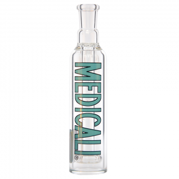 Medicali Glass - Ash Catcher with Fixed Showerhead - Teal Label - Front view