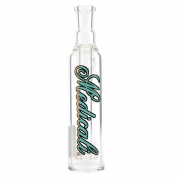 Medicali Glass - Ash Catcher with Fixed Showerhead - Teal Script Label - Front view