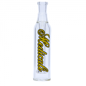 Medicali Glass - Ash Catcher with Fixed Showerhead - Yellow & Black Script Label 