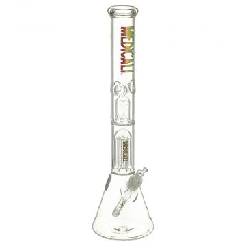 Medicali Glass - 8-Arm Tree Perc Beaker Bong - 18 Inch - Rasta Label