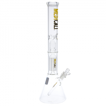 Medicali Glass - 8-Arm Tree Perc Beaker Bong - 18 Inch - Black & Yellow Label 