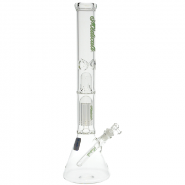 Medicali Glass - 8-Arm Tree Perc Beaker Bong - 18 Inch - Green Script Label