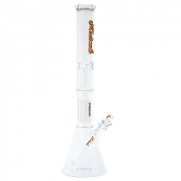 Medicali Glass - 8-Arm Tree Perc Beaker Bong - 18 Inch - Orange Script Label - Side view 1