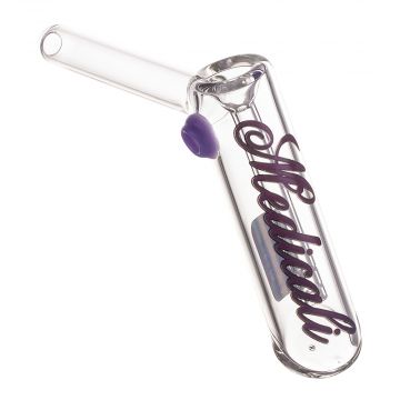 Medicali Glass - Medium Bubbler Hand Pipe - Purple Script Label