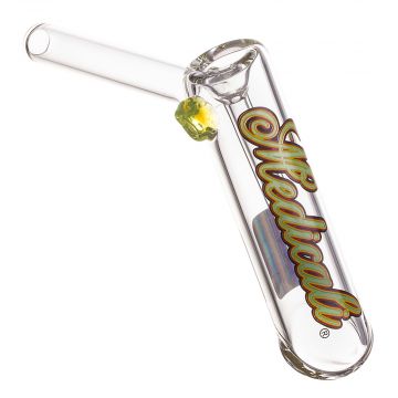 Medicali Glass - Medium Bubbler Hand Pipe - Rasta Script Label 