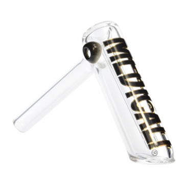 Medicali Glass - Medium Bubbler Hand Pipe - Black & Gold Label - Right side