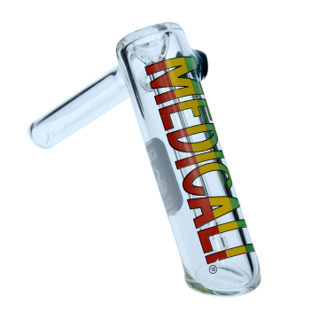 Medicali Glass - Medium Bubbler Hand Pipe - Rasta Label