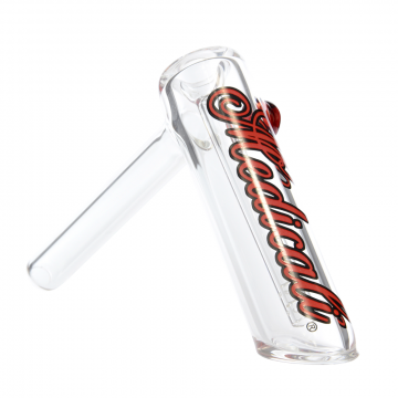 Medicali Glass - Medium Bubbler Hand Pipe - Red Script Label - Right side