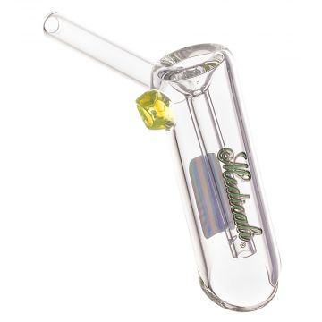 Medicali Glass - Small Bubbler Hand Pipe - Green Script Label