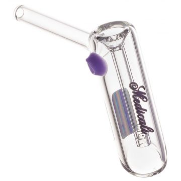 Medicali Glass - Small Bubbler Hand Pipe - Purple Script Label