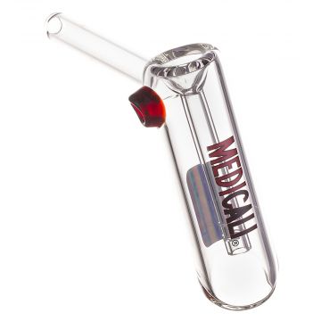 Medicali Glass - Small Bubbler Hand Pipe - Red & Black Label 