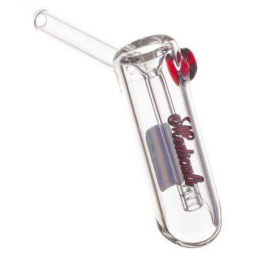 Medicali Glass - Small Bubbler Hand Pipe - Red & Black Script Label