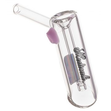 Medicali Glass - Small Bubbler Hand Pipe - Silver Script Label