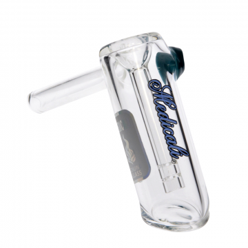 Medicali Glass - Small Bubbler Hand Pipe - Blue Script Label 