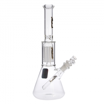 Medicali Glass - Mini 8-Arm Tree Perc Beaker Bong - Black & Gold Script Label