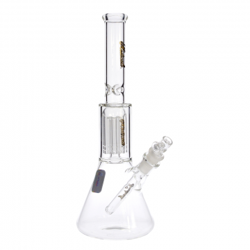 Medicali Glass - Mini 8-Arm Tree Perc Beaker Bong - Gold Script Label 