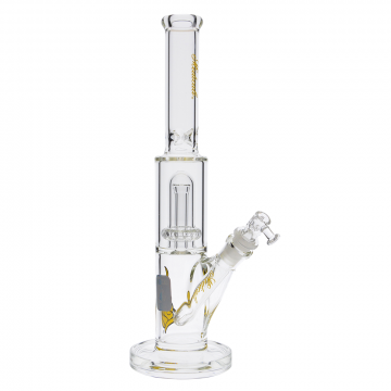 Medicali Glass - Mini Showerhead Perc Straight Bong - Yellow Script Label