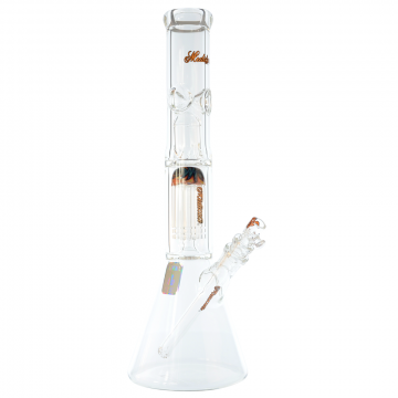 Medicali Glass - Reversal 8-Arm Tree Perc Beaker Bong - 14 Inch - Orange Script Label - Side view 1