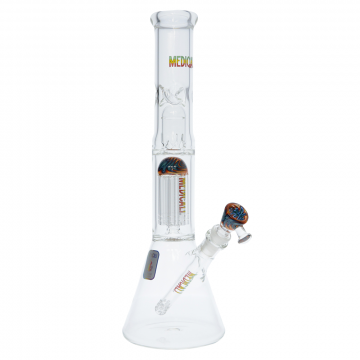 Medicali Glass - Reversal 8-Arm Tree Perc Beaker Bong - 14 Inch - Rasta Label