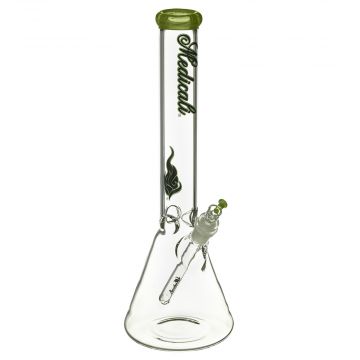 Medicali Glass - Slyme 45 Mil Beaker Bong - 14 Inch - Green & Black Script Label 