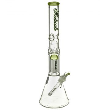 Medicali Glass - Slyme 8-Arm Tree Perc Beaker Bong - 14 Inch - Green & Black Script Label