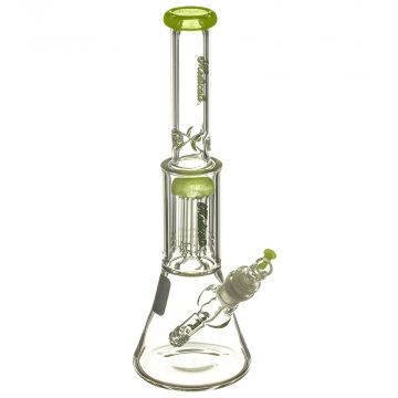 Medicali Glass - Slyme Mini 8-Arm Tree Perc Beaker Bong - Green & Platinum Script Label