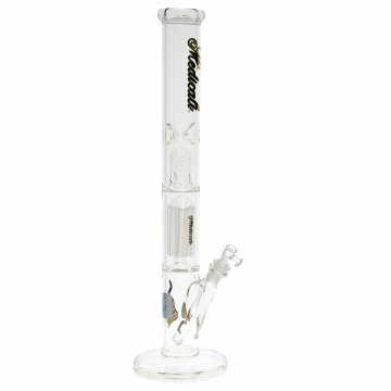 Medicali Glass - 8-Arm Tree Perc Straight Bong - 18 Inch - Gold & Black Script Label 