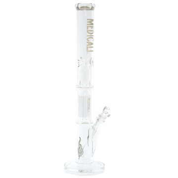 Medicali Glass - 8-Arm Tree Perc Straight Bong - 18 Inch - White Label - Side view 1