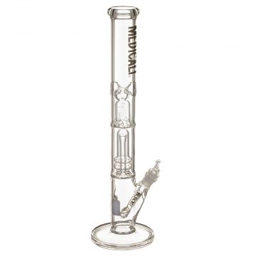 Medicali Glass - Showerhead Perc Straight Bong - 18 Inch - Gold & Black Label