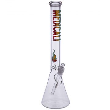 Medicali Glass - 45 Mil Beaker Base Bong - 18 Inch - Rasta Label