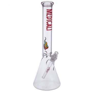 Medicali Glass - 45 Mil Beaker Base Bong - 14 Inch - Red Label