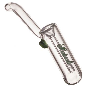 Medicali Glass - Layback Bubbler Hand Pipe - Green Script Label