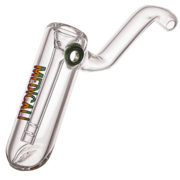 Medicali Glass - Layback Bubbler Hand Pipe - Rasta Label