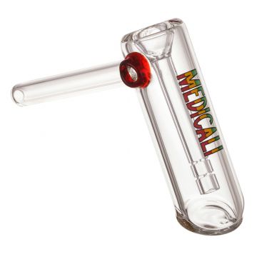 Medicali Glass - Small Bubbler Hand Pipe - Rasta Label