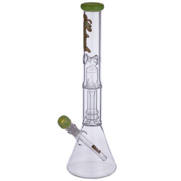 Medicali Glass - Slyme Showerhead Perc Beaker Bong - 14 Inch - Rasta Script Label