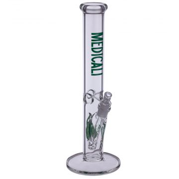 Medicali Glass - 45 Mil Straight Cylinder Bong - 14 Inch - Green Label